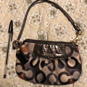 Authentic Coach signature silk wristlet